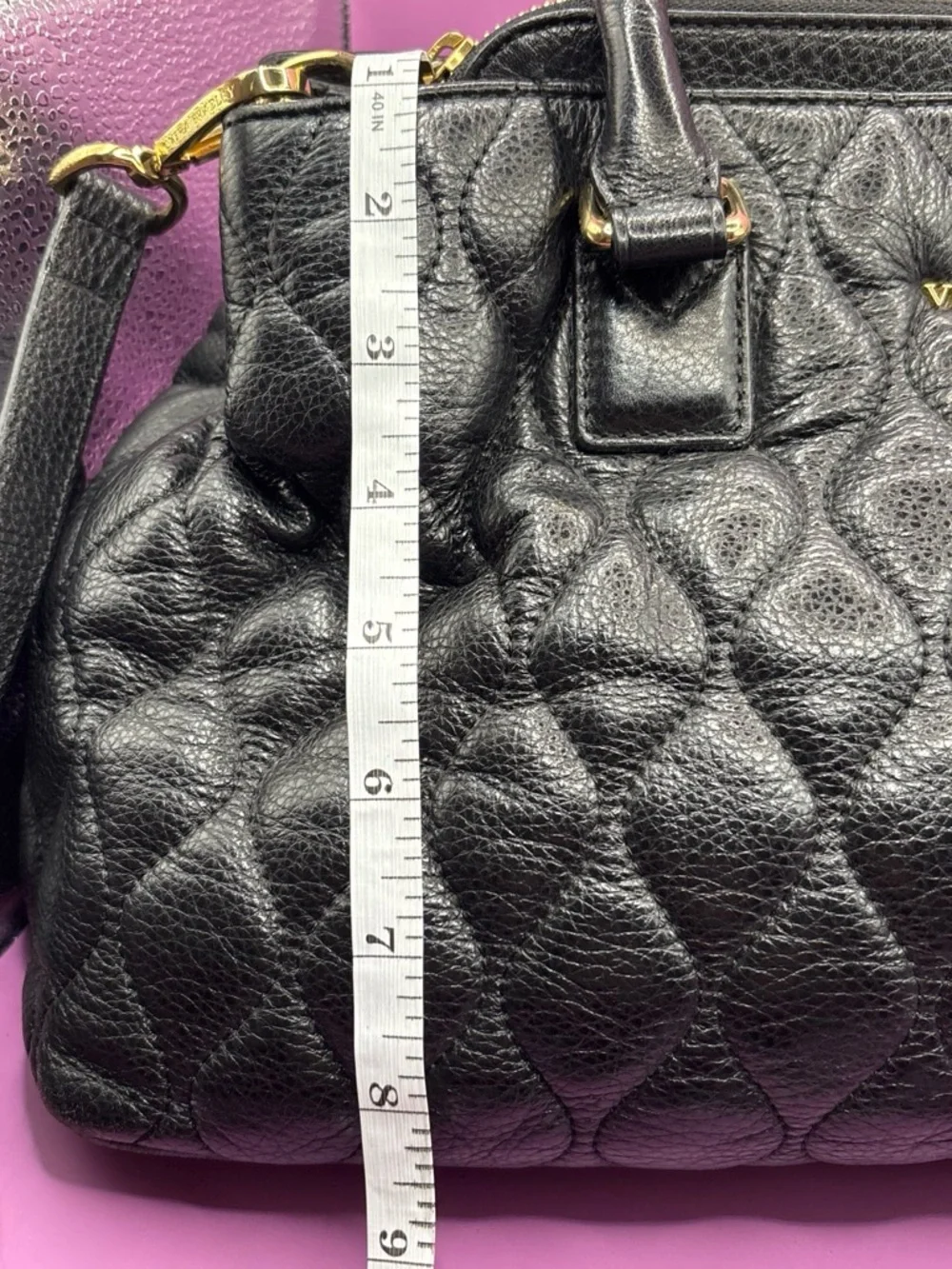 Vera Bradley Black Quilted Satchel with Gold Hardware